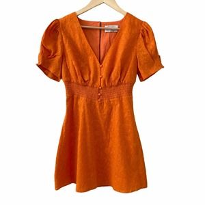 Finders Keepers Orange Puff Sleeve Mini Dress